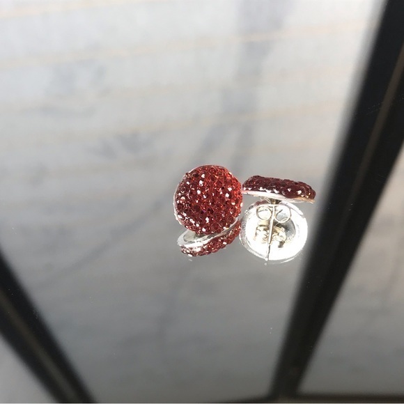 Ruby Color Faux Crystal Flat Back Post Earrings - Picture 2 of 3